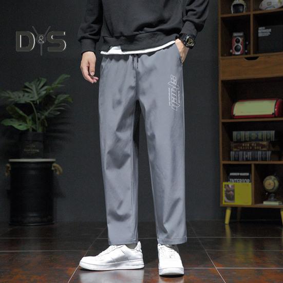 Мужские брюки весна-осень с боковыми карманами, эластичный пояс на шнурке, широкие тонкие брюки, однотонные свободные спортивные брюки в уличном стиле для повседневной работы