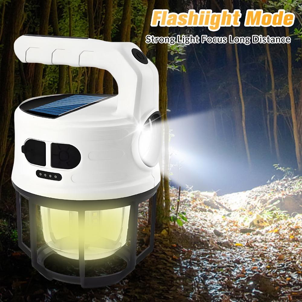 Solar Led Light Outdoor Camping Waterproof Tent Lamp Emergency USB Charging Night Lights with Solar Panel and Hidden Hook