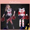 Halloween Girls Zombie Cheerleader Cosplay Costume Dress Carnival Outfit Party