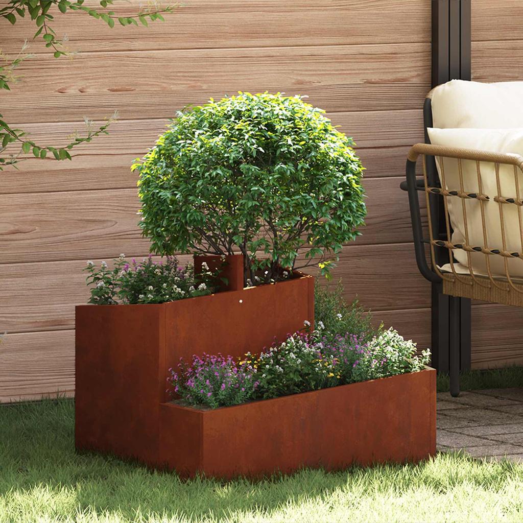 Garden Planter Brown 60 x 60 x 50 cm Weatherproof Steel