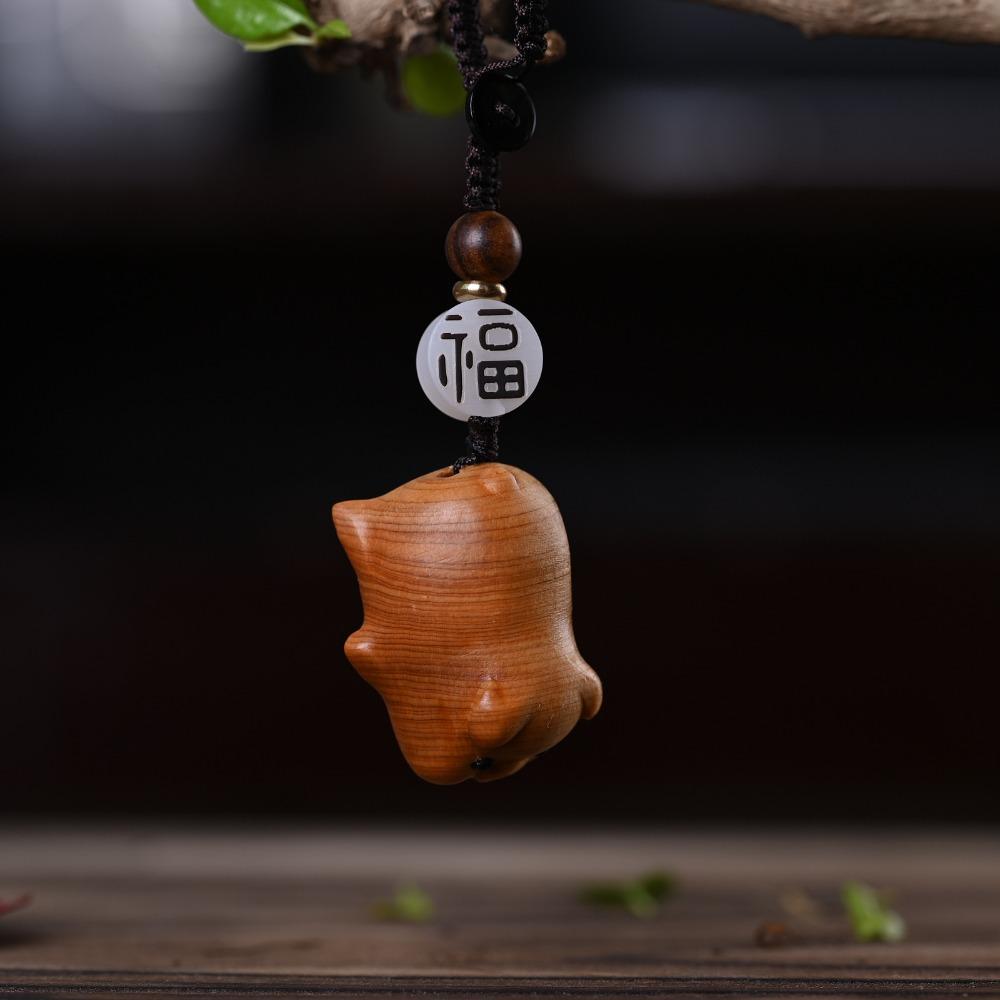 Chinese Zodiac Carving Twelve Zodiac Keychain Wooden Wood Little Animal Keychain  New Year Gift