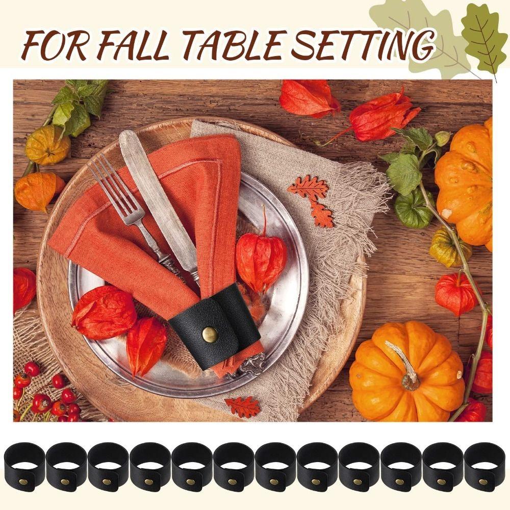 12Pcs Handmade Napkin Rings Faux Leather Napkin Ring Holders Napkin Ring Buckles  Family Gatherings
