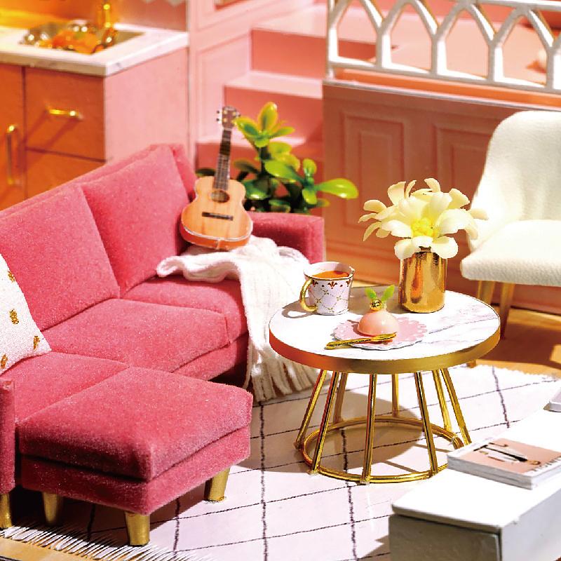 Деревянный мини-кукольный домик DIY Handmade Duplex Apartment Производство 3D-головоломки Сборка Строительство Duplex Apartment Поделки Игрушки Подарки