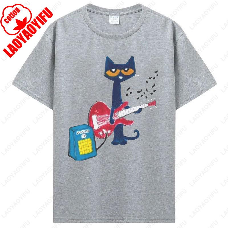 Pete The Cat Rockin T Shirt Funny Women Tshirt Kawaii Retro Trend Cool Street T Shirts High Quality Cotton Tees Camisetas Mujer