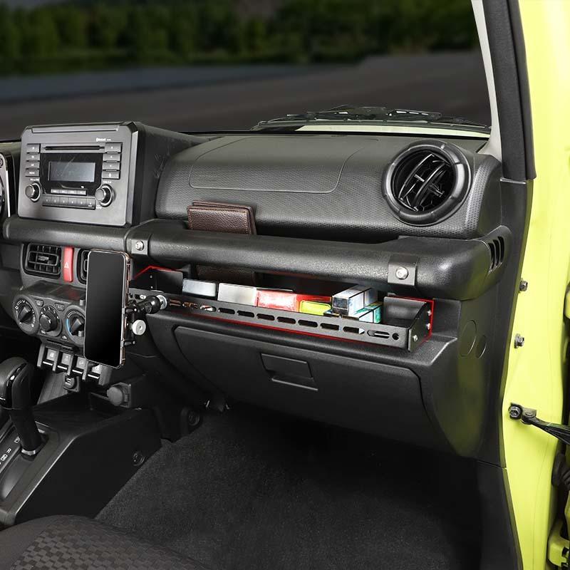 Ящик для хранения с ручкой подлокотника второго пилота и держателем для мобильного телефона, аксессуары из алюминиевого сплава, подходят для Suzuki Jimny 2019 Up, автомобильные аксессуары