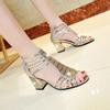 Woman Sandals Shoes Sandalias Mujer Summer Style Wedges Pumps High Heels Slip On Bling Fashion Gladiator Shoes Women