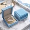 Small Jewelry Packaging Box for Retail Sky Blue Velvet Box, Flip Top Case with Luxury Presentation Soft Flannel Lining, Portable Protective Container