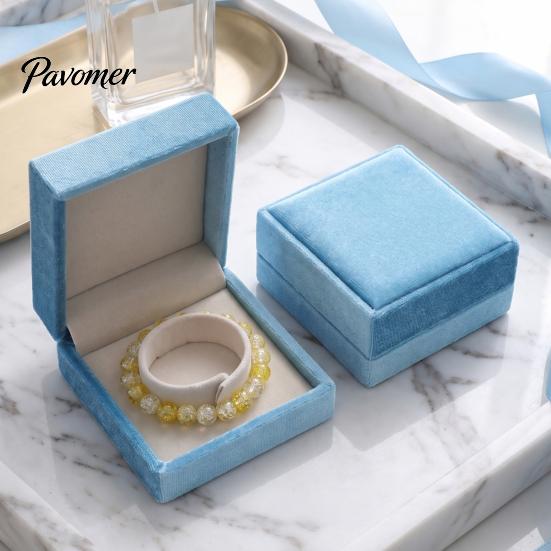Small Jewelry Packaging Box for Retail Sky Blue Velvet Box, Flip Top Case with Luxury Presentation Soft Flannel Lining, Portable Protective Container