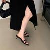 Fashion Fashion Narrow Band Buckle Design Brand Slippers Women Elegant Pointed Toe Kitten Heel Slide Sandals Comfortable Low Heel Sandal