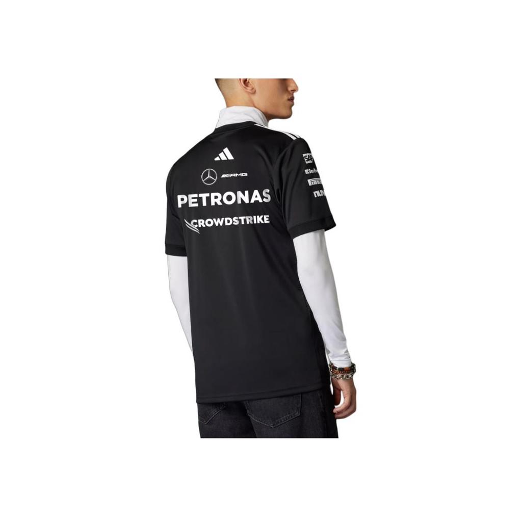 adidas X Mercedes-Amg Petronas F1 Collaboration Team Ss25 Удобная универсальная мягкая футболка с коротким рукавом для мужчин, черные JW5361