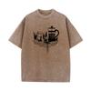 Forest Coffee O Neck Washed Retro T Shirts Christmas Casual Tops Tees Short Sleeve Family Pure Cotton Washed T Shirts Mens