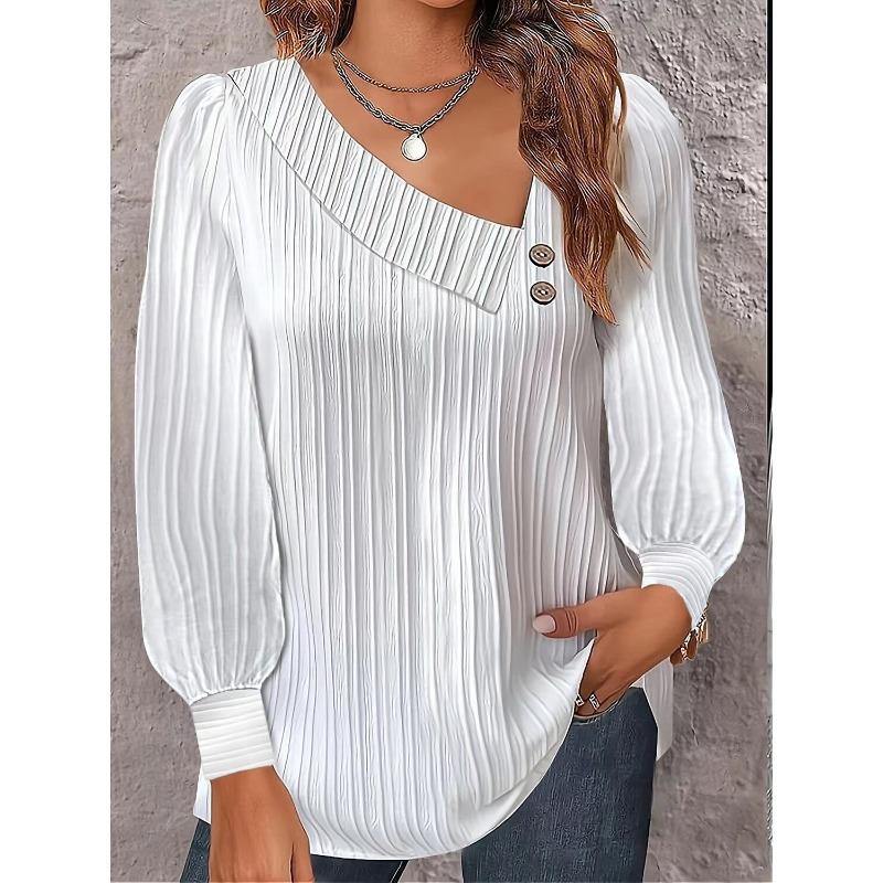 YYFS Женские модные повседневные однотонные пуловеры с длинными рукавами с принтом на весну и осень, блузки и рубашки с длинными рукавами