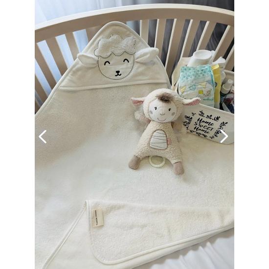 100% хлопок кремовое детское полотенце с вышивкой в виде ягненка 75х75см