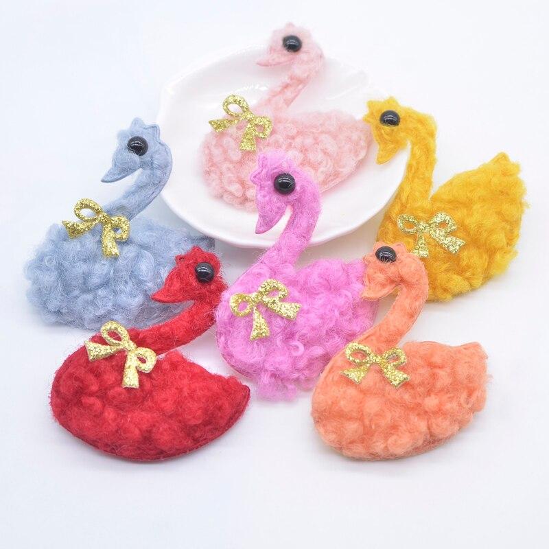 6 шт., плюшевые аппликации в виде лебедя, скрапбукинг, сделай сам, наклейки, нашивки с плоской задней частью, украшения, аксессуары