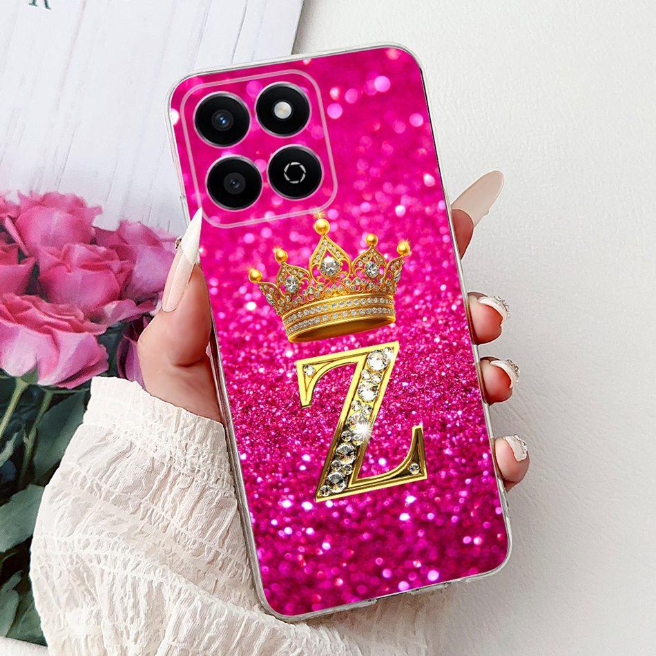 Модный Чехол-Корона с Буквой для Honor X7c Для HonorX7c X 7C 4G Мягкий Силиконовый TPU Чехлы