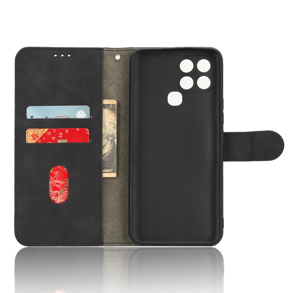 Для Infinix Smart 6 Чехол для телефона из искусственной кожи с ощущением прикосновения к коже, подставка, откидная обложка-кошелек