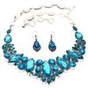 Hugh Size Facited Swiss Blue Quartz Handicraft Jewelry Necklace Earring 16-18''