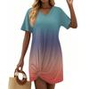 Женские модные повседневные свободные платья с коротким рукавом и V-образным вырезом