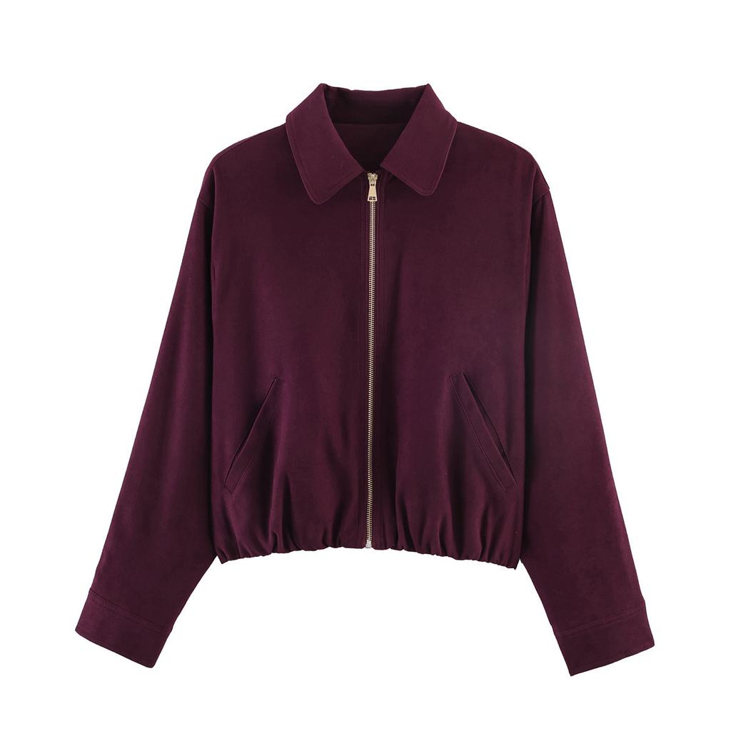 2026 spring new European and American cross-border women's clothing street fashion loose zipper jacket w050 6005