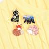 Hedgehog Daisy Flower Fox Vintage Animal Enamel Pins Small Badge Lapel Pin Black Cat Brooch