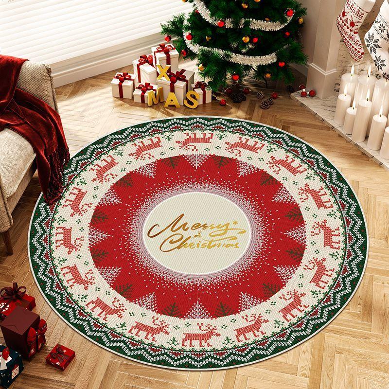 Christmas Imitation Cashmere Carpet Home Living Room Bedroom Atmosphere Christmas Decoration Red Christmas Tree Base Floor Mat
