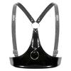 Womens Faux Leather Wire-free Unlined Bra Top Halter Straps Lingerie Nightwear
