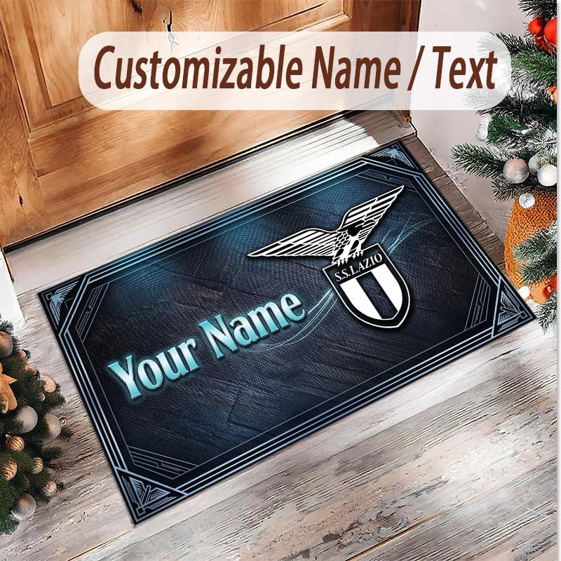 Personalized Crystal Velvet Carpet Lazio FC Pattern Non Slip Floor Rug