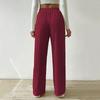 Autumn Pant Elastic Waist Solid Colour High Waist Casual Women's Trousers