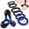 7 Men's Silicone Ring Set and Sleeve for Erection Enhancement, Soft and Elastic Male Sex Toy,Adult toys for couples' pleasure(Black and Blue)