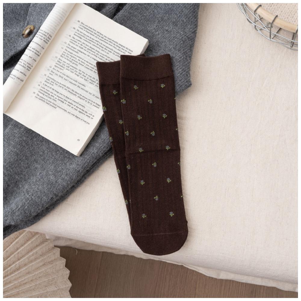 Women's Japanese-style Floral Knee-High Socks Korean Socks Ins Trending Spring Fall Women's Socks Puffy Socks Ballet-Style
