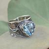 European & American Retro Luxury Blue Zircon Alloy Ring for Men & Women