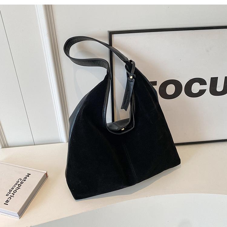 Женская ретро замшевая сумка-тоут на осень/зиму 2025 - Большая вместимость, повседневная сумка через плечо для работы