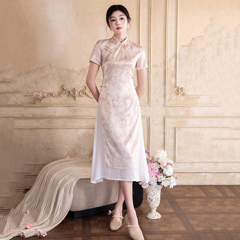 Pink national style new Chinese Suzhou cheongsam improved young 1011 new women's high-end daily dress