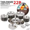 22-Piece Portable Dinnerware Set: Outdoor Camping Plates, Bowls, and Dishes for Self-Driving and Barbecue.