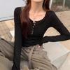 Women's Slim Fit Long Sleeve Solid Color T-Shirt, Versatile Round Neck, Ideal for Layering In Spring, Autumn, and Winter