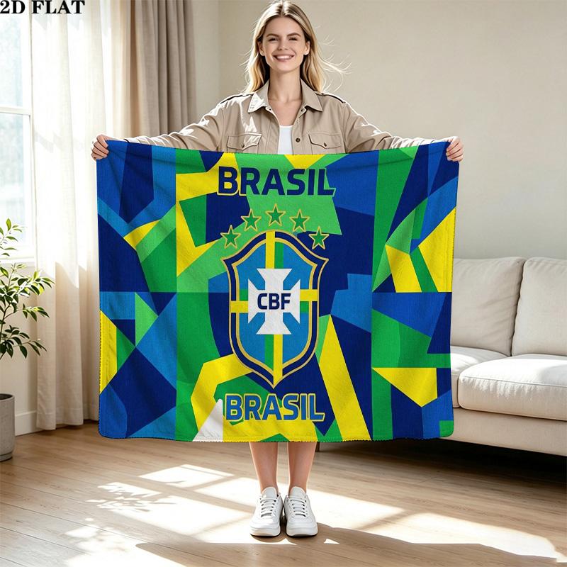 Brasil CBF Print Flannel Blanket High Quality Warm Comfortable Cover for All Seasons Perfect for Gifts Home Decor