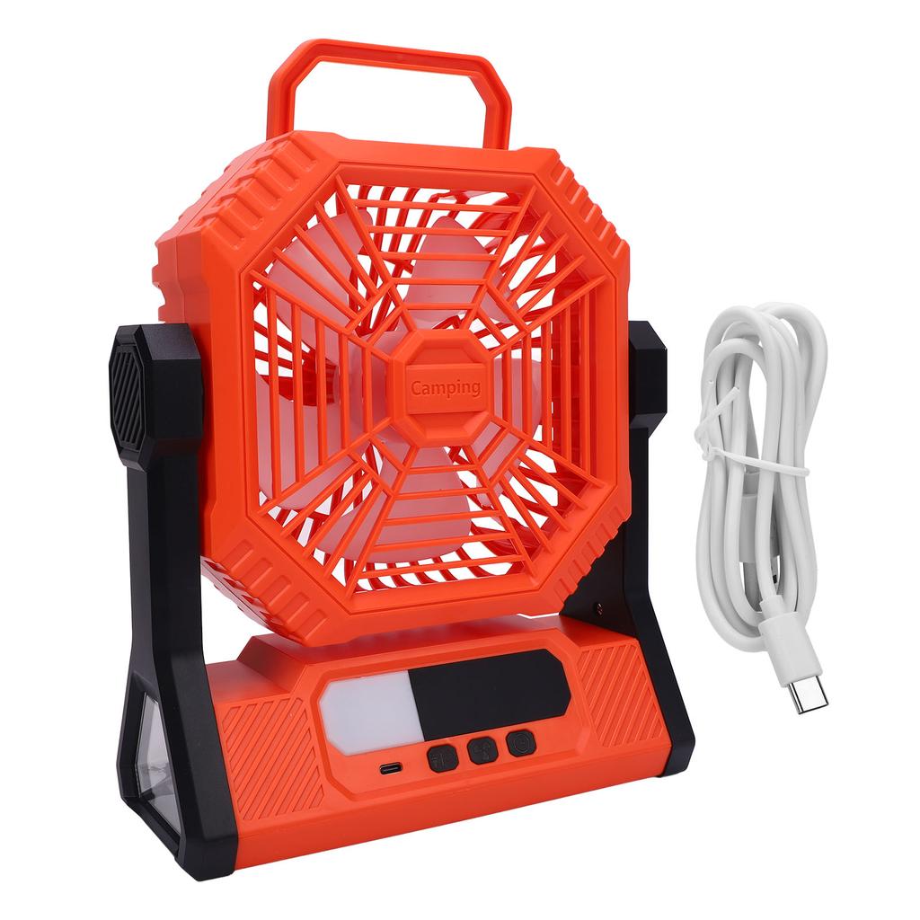 Portable Camping Fan 10000mAh Rechargeable Battery Powered Fan with Light for Picnic Barbecue
