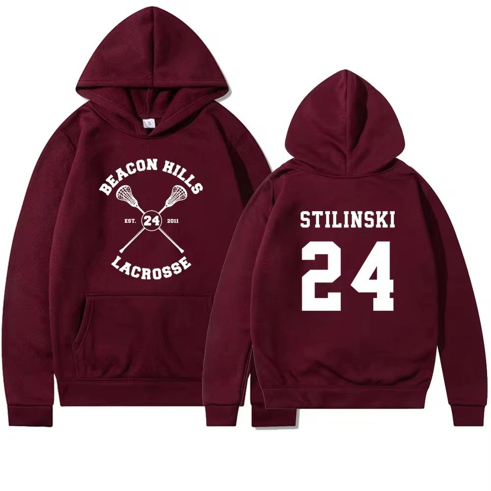 Толстовка с капюшоном «Волчонок» Beacon Hills Stilinski 24 Lahey McCall Пуловер с капюшоном для телешоу Толстовка с капюшоном в стиле хип-хоп Уличная одежда Топ