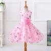 New Fashion Girls Cotton Sleeveless Princess Dress with Flower for Children Clothes Kids Wedding Party Birthday Dresses Flowers Can Be Disassembled