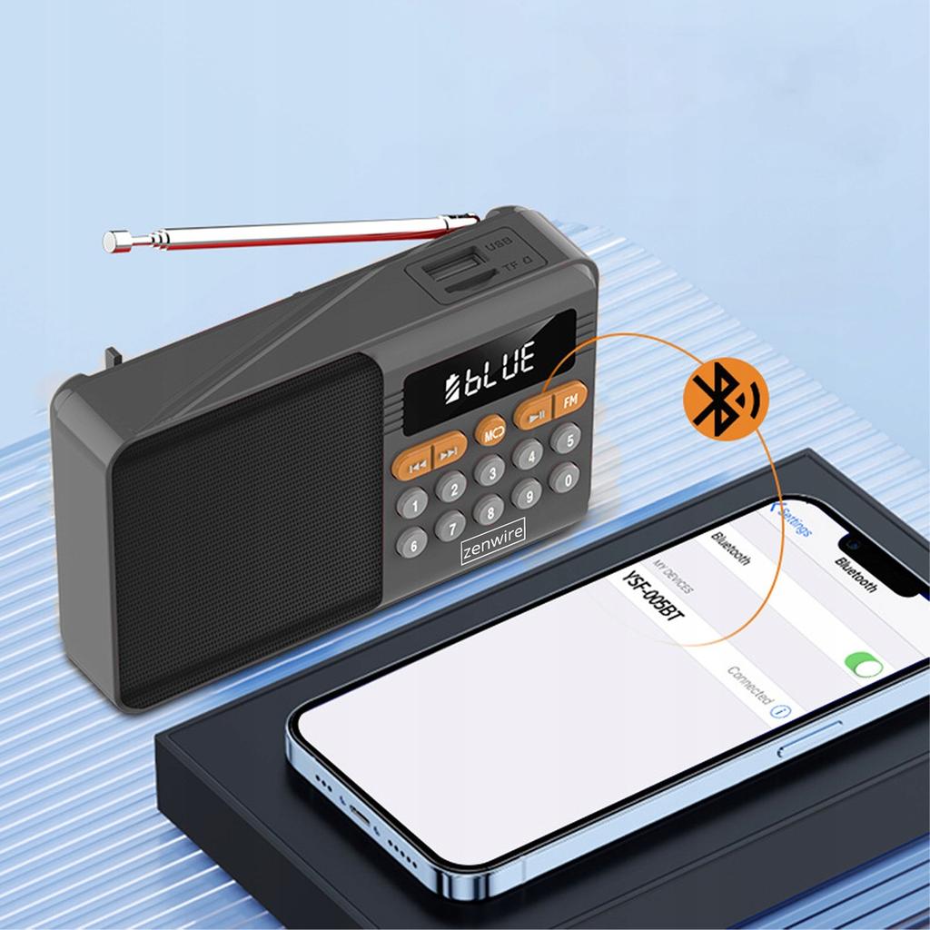 Mini Radio Fm Bluetooth Przenośne Na Baterie Kuchenne Głośnik Bezprzewodowy