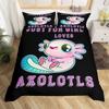 Cartoon Axolotl Duvet Cover Full For Kids Boys Girls Toddlers Kawaii Axolotl Bedding Set Cute Sea Weed Coastal Comforter Cover