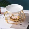 1pc Romantic Ceramic Tealight Candle Holder with Metal Oil Burner and Wax Warmer - Perfect for Relaxing and Meditation