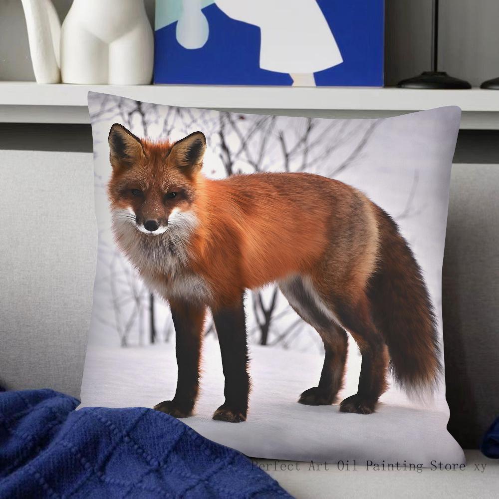 Милая наволочка с дикой лисой Модная квадратная наволочка для спальни, дивана, комнаты Ин Декор Подушка для отдыха 40x40