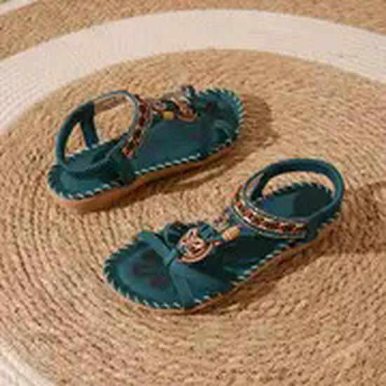 Bohemian Spring 2024 Rhinestone Flower Open-Toed Sandals for Outdoor Beach