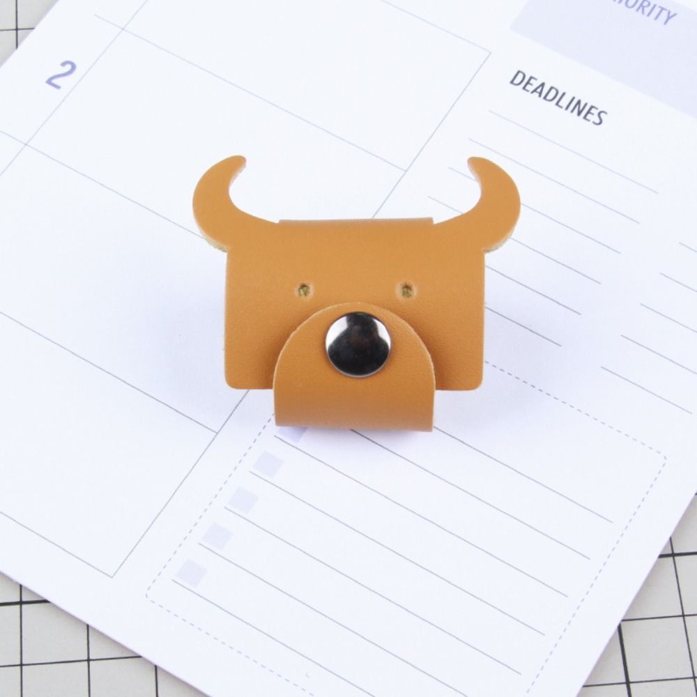 Earphone Cord Organizer Cute Animal Leather Cable Winder Anti Loss Cable Protector Clip Cartoon Bear/cattle