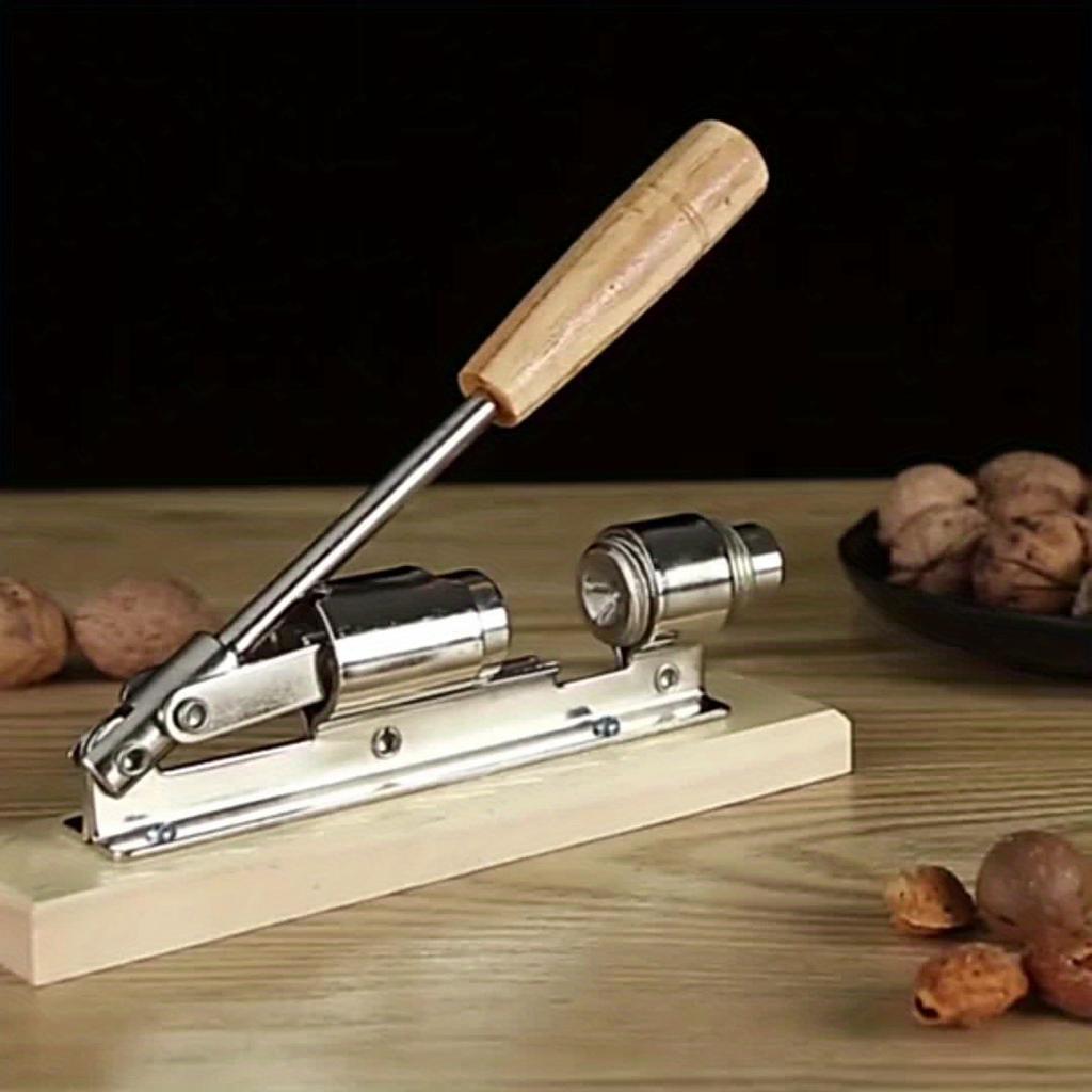 1 шт. прочная форма для орехового печенья, регулируемый орехокол для фундука, миндаля, грецкого ореха, бразильского ореха, настольный орехокол с деревянной основой и ручкой