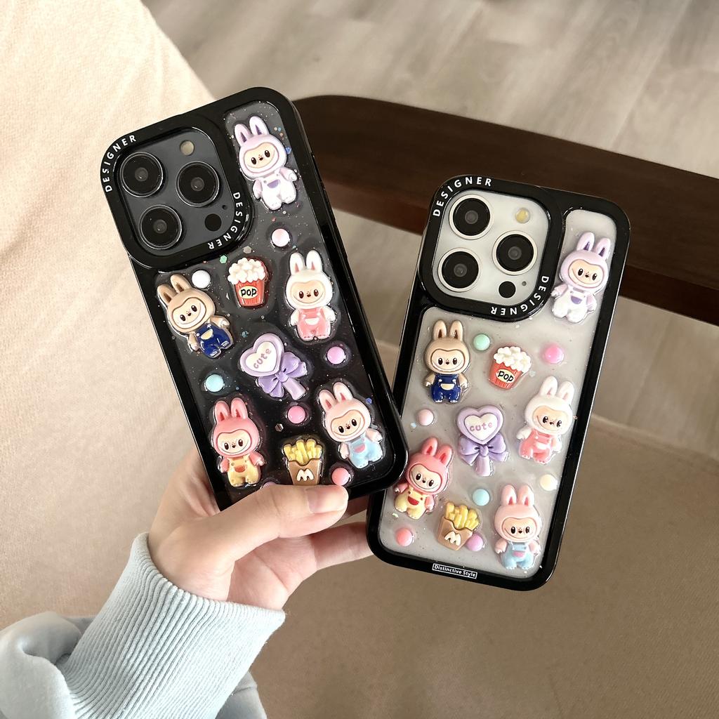 New Trendy Resin Drip glueCartoon Phone Case For iPhone 15 14 13 12 11 Pro Max Plus 15plus 14plus Fashion Cartoon Cover