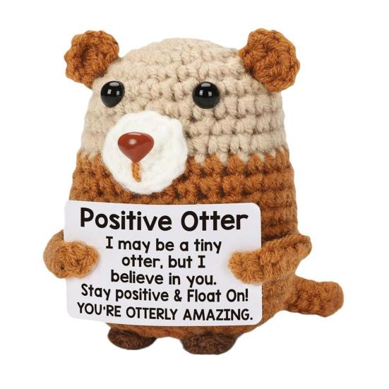 Позитивная вязаная крючком мини-кукла-корова, ручная работа, вязание, снятие стресса, украшение в виде выдры, забавное животное для эмоциональной поддержки, дом, комната