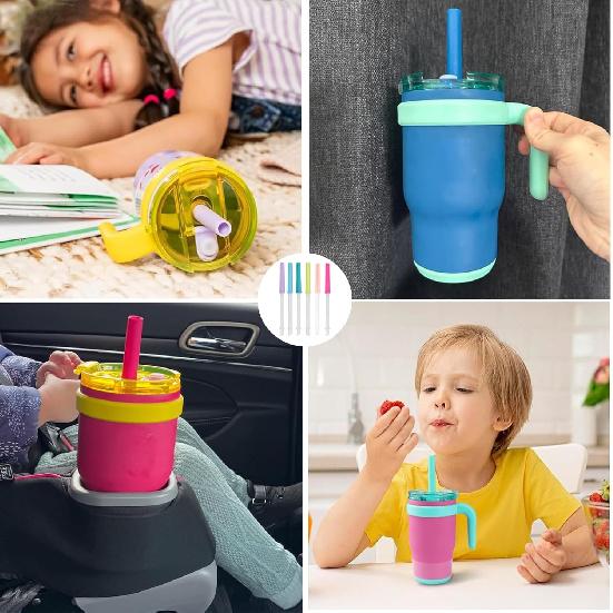 6 PCS Straws Replacement Compatible with 14 oz Reduce Kids Coldee 2.0 Tumbler - Reble Silicone Valve and Straw with Cleaning Brush - Spill-Proof