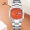 Luxury Ladies Dress Watch Colorful Orange Dial Luminous Waterproof Week Date Woman Wristwatch Stainless Steel Women Quartz Watches Reloj+boxjere